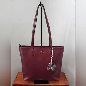 Kate Spade New York Burgundy Kerri Medium Smooth Leather Top Zip Tote Bag